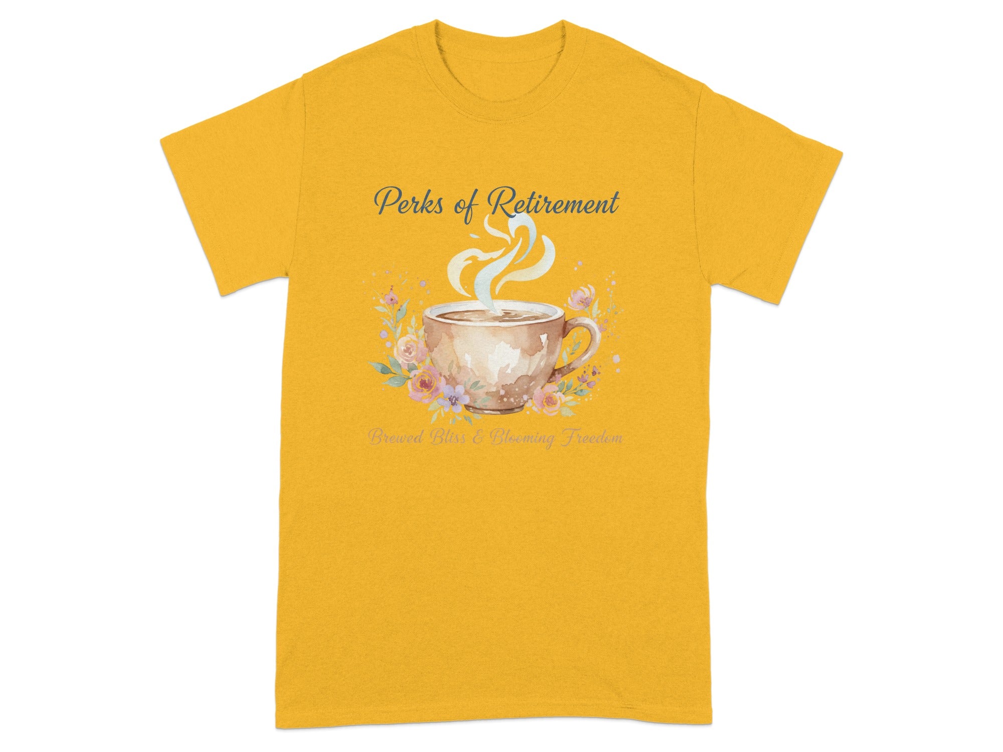 Perks of Retirement Coffee Cup Graphic T-Shirt