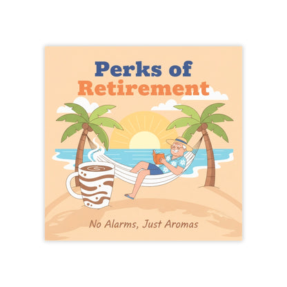 Relaxing Beach Scene with Coffee and Book Poster