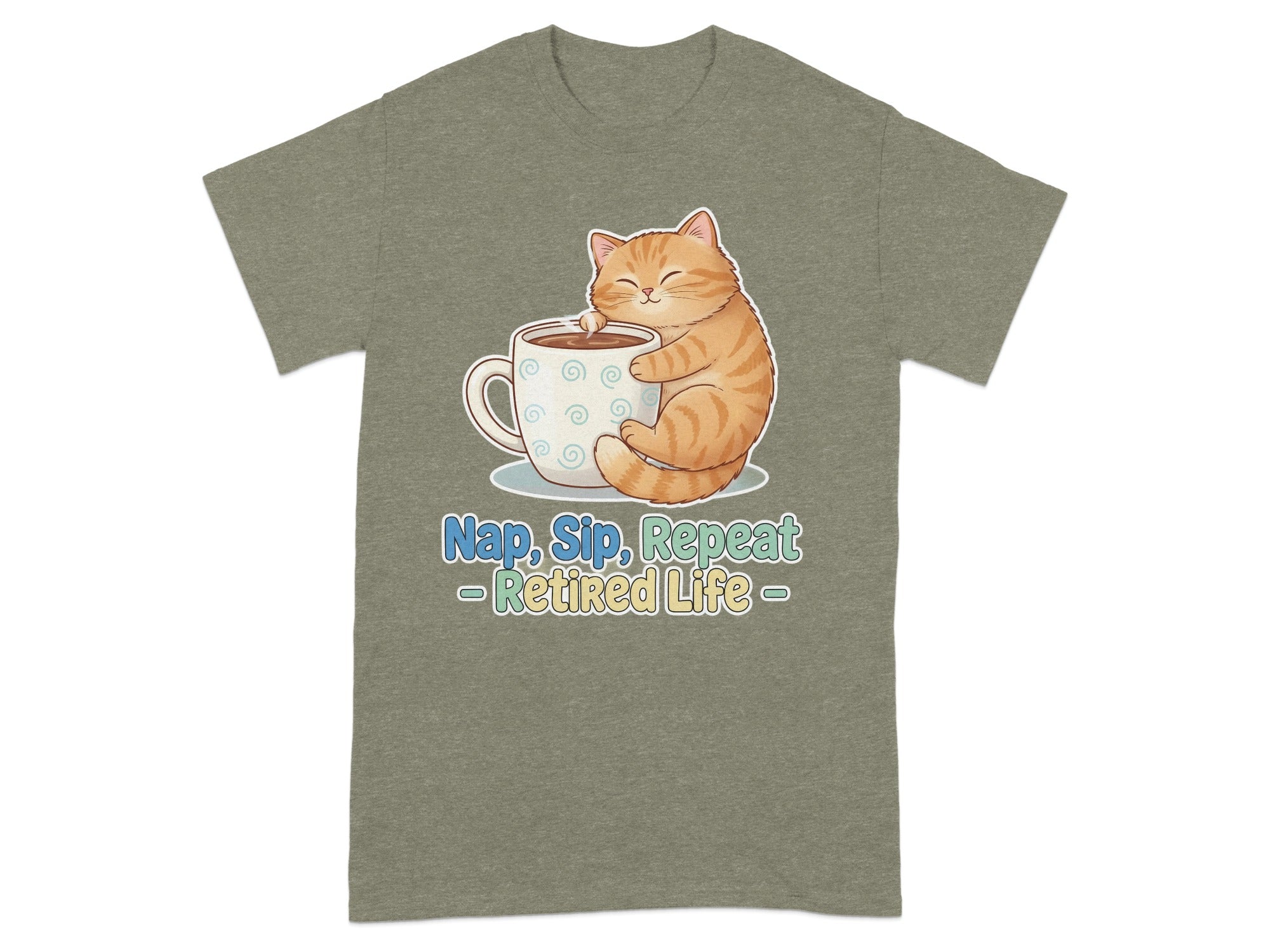 Nap Sip Repeat Retired Life Cat Lover Graphic Tee