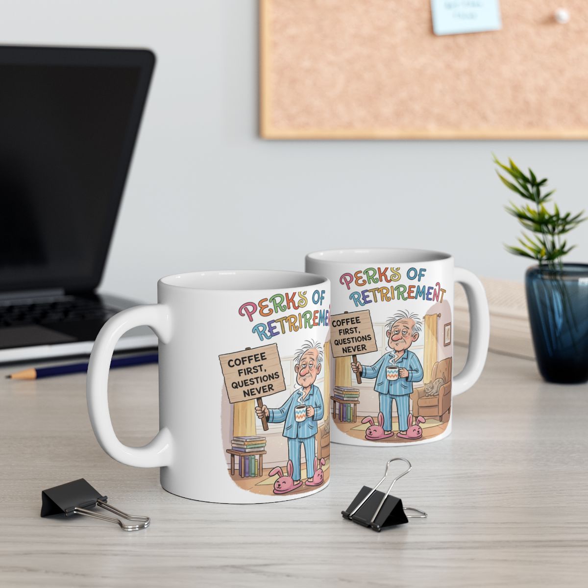 Perks of Retirement Funny Coffee Mug for Office Desk