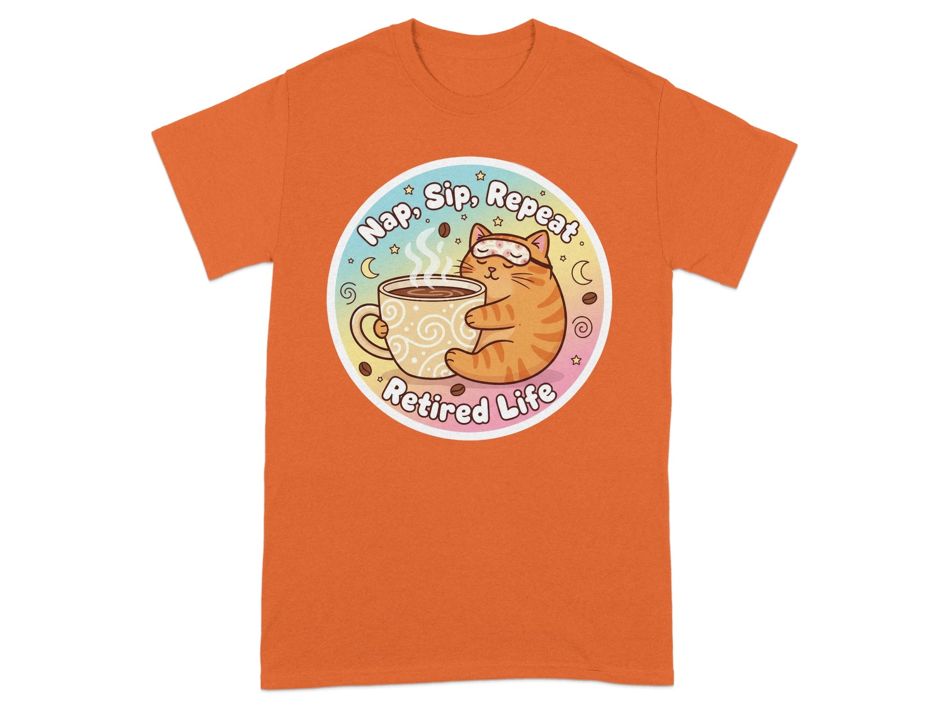 Nap Sip Repeat Retired Life Cat T-shirt