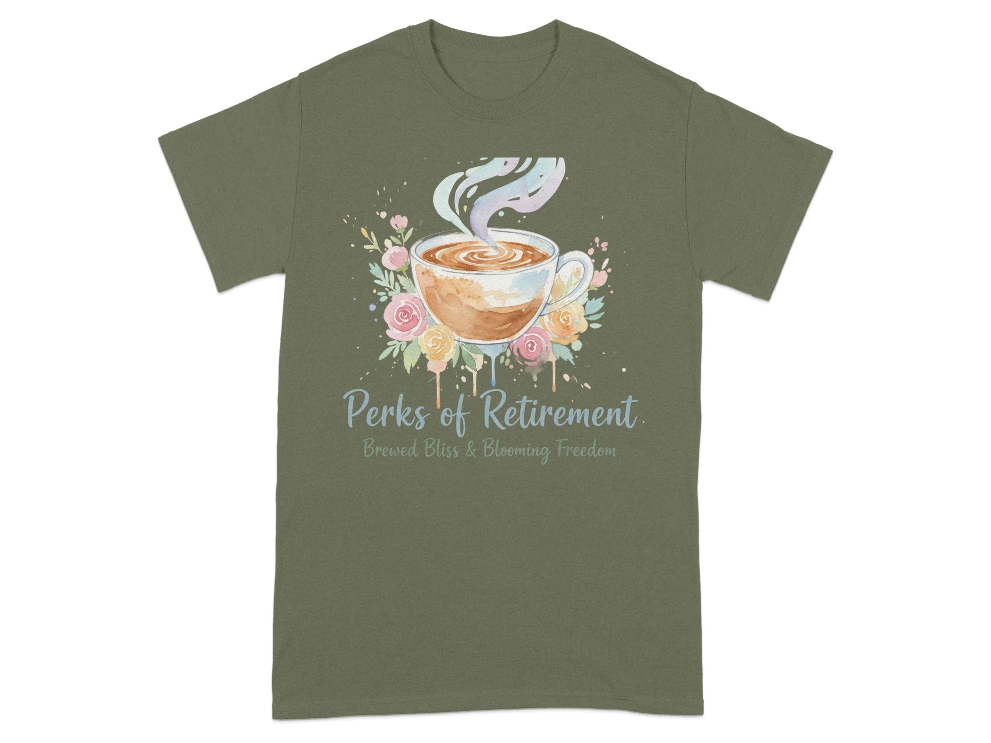 Perks of Retirement Brewed Bliss and Blooming Freedom Shirt