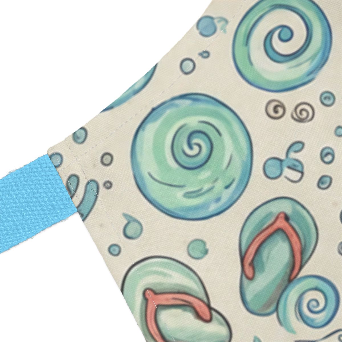 Colorful Seashell Print with Swirls Blue Strap Bag