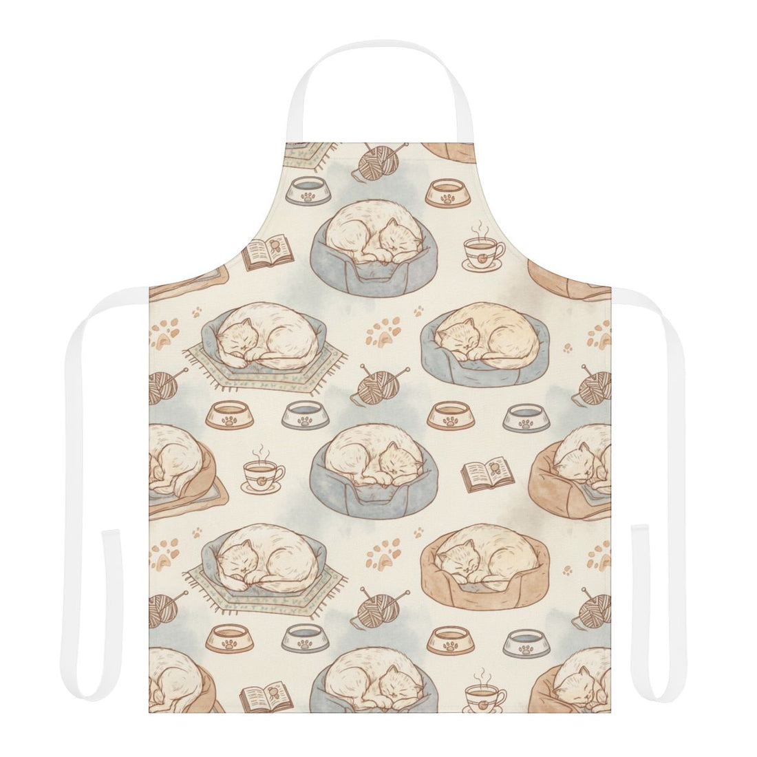 Adorable Sleeping Cats and Books Pattern Apron
