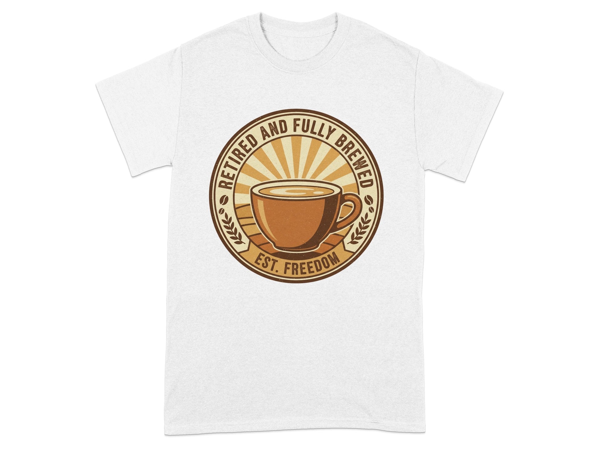 Retired and Fully Brewed Coffee Lover Graphic T-Shirt