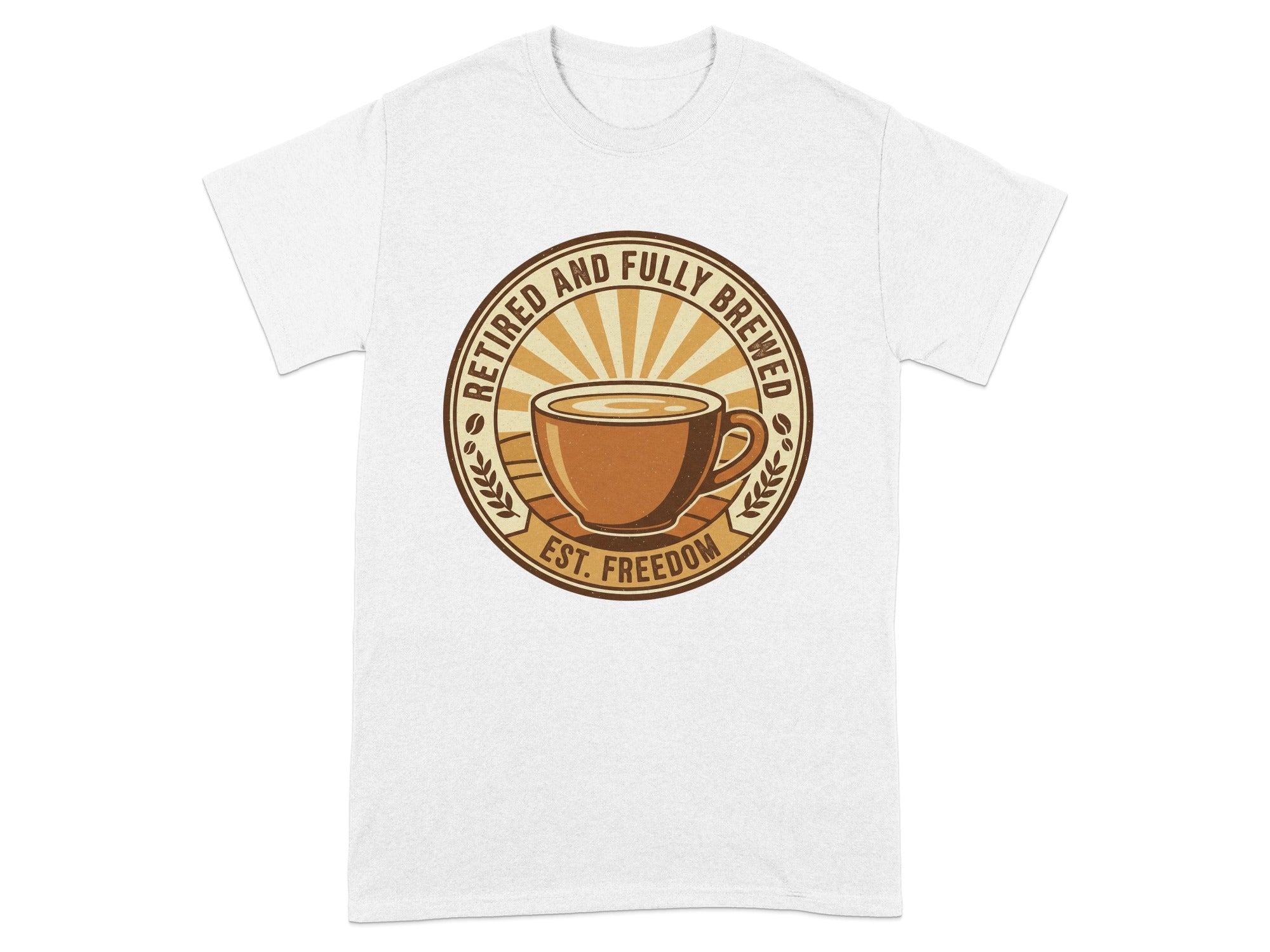 Retired and Fully Brewed Coffee Lover Graphic T-Shirt