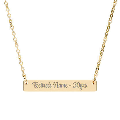 Retiree's Name 30yrs Custom Engraved Necklace Gift