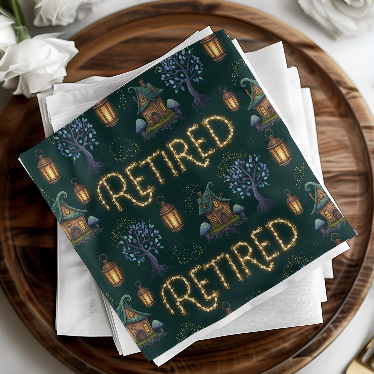 Retired Design Featuring Lanterns and Cottage Theme