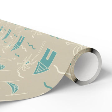 Retirement Gift Wrapping Paper- Nautical Patterns Boat Print Wallpaper Roll for Coastal Decor - Retiree Gifts Retirement Party