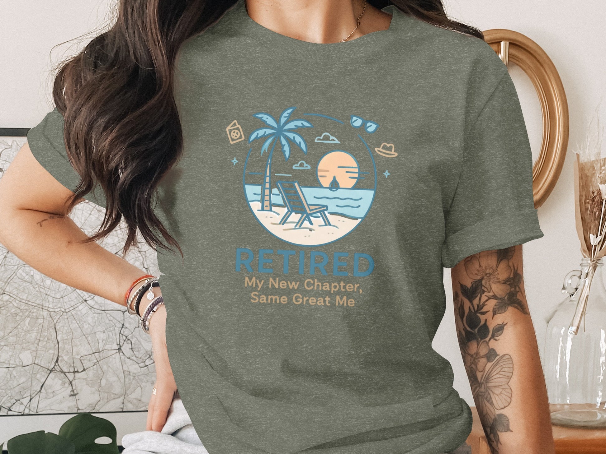 RETIRED My New Chapter Same Great Me | Dark Heather Color Bella T-Shirts - Retiree Gifts Retirement Party