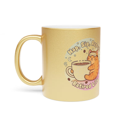 Nap Sip Repeat Retired Life Cat Design Mug