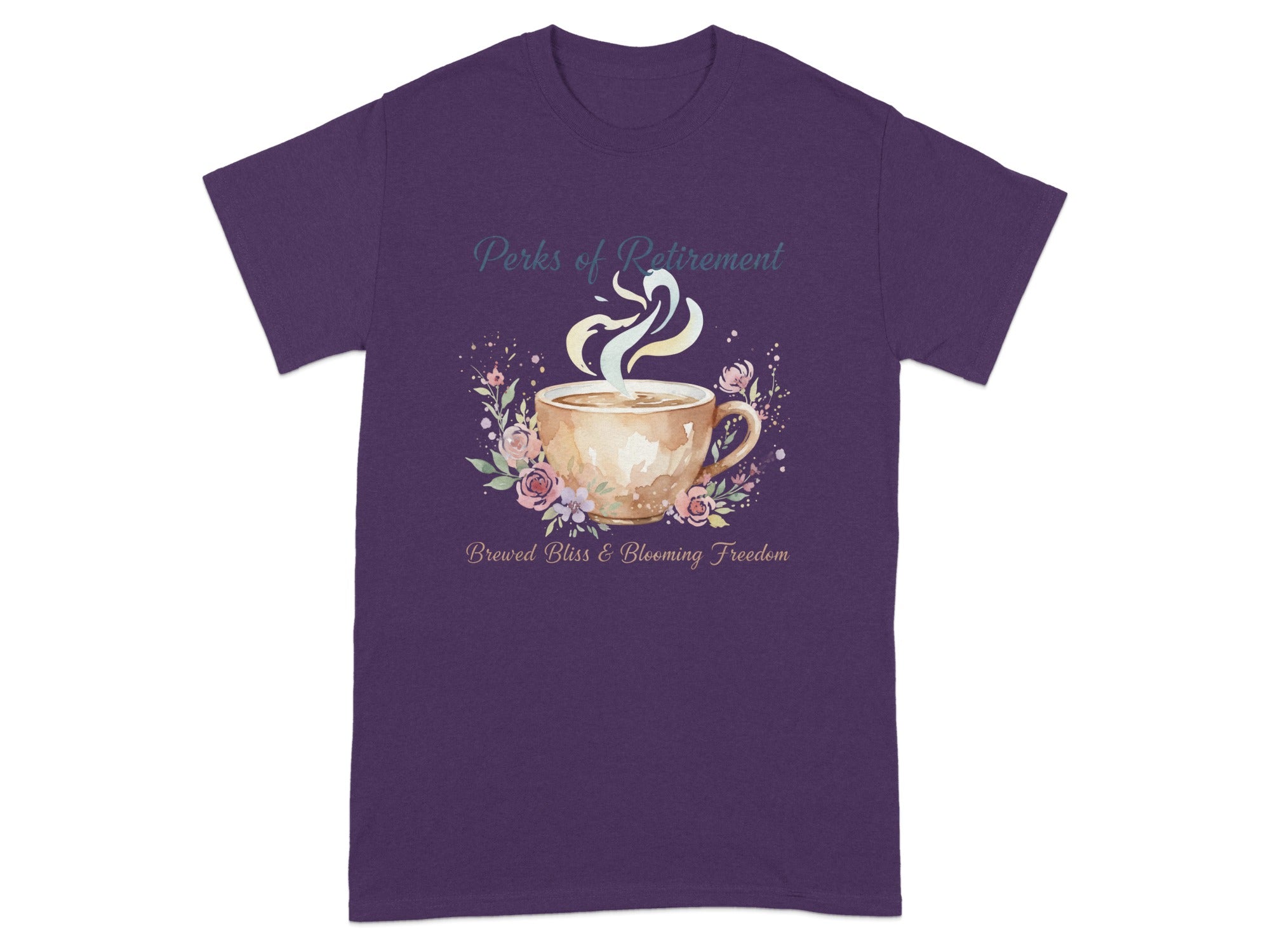 Perks of Retirement Brewed Bliss Blooming Freedom T-Shirt