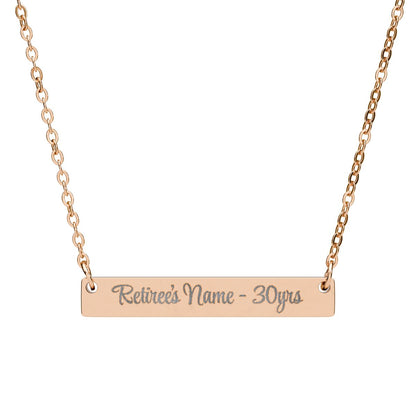 Elegant Retiree's Name 30yrs Engraved Necklace
