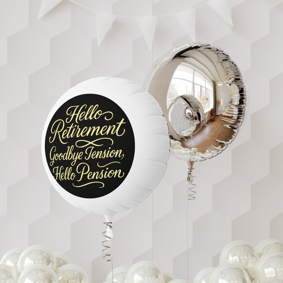 Hello Retirement Goodbye Tension Hello Pension | Retirement Saying | Hello Retirement Mylar Ballons 11in or 22in - Retiree Gifts Retirement Party