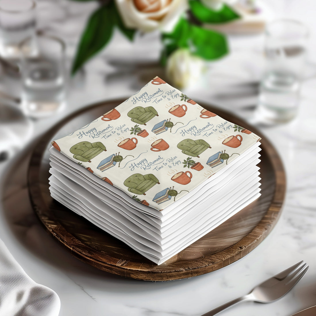Happy Retirement Time to Relax and Enjoy | Dinner Drink Custom Napkins - RetireeGifts