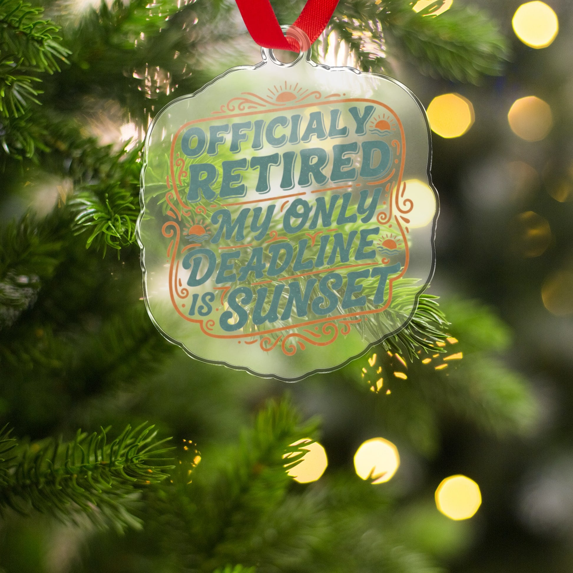 Officially Retired Sunset Deadline | Funny Retirement | Custom Cur Ornaments - Retiree Gifts Retirement Party