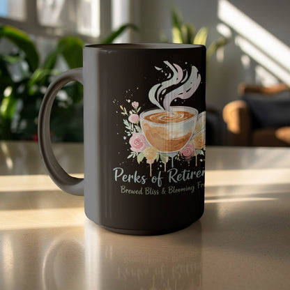 Perks of Retirement Brewed Bliss Blooming Flowers Mug