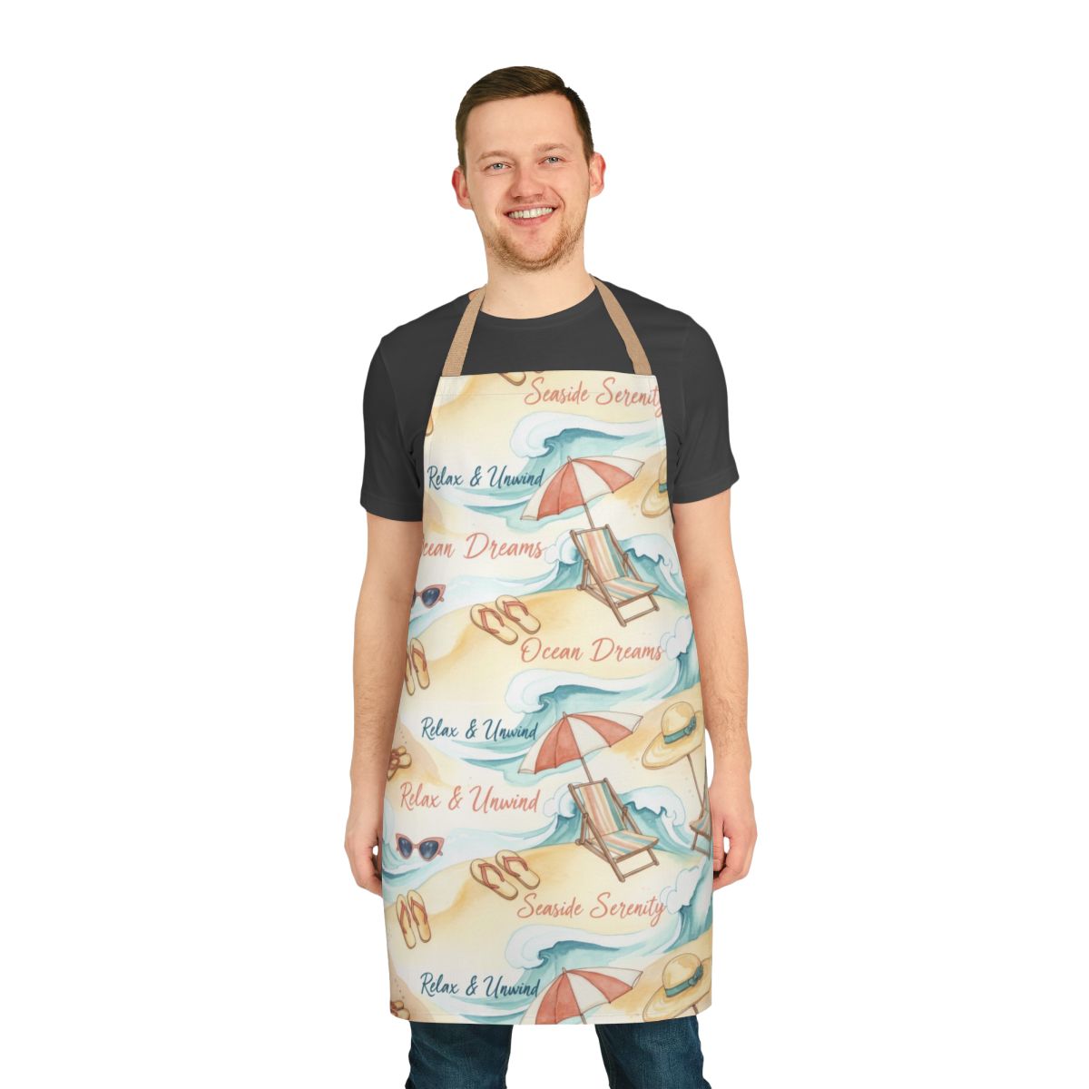 Relax and Unwind Scenic Beach Print Apron