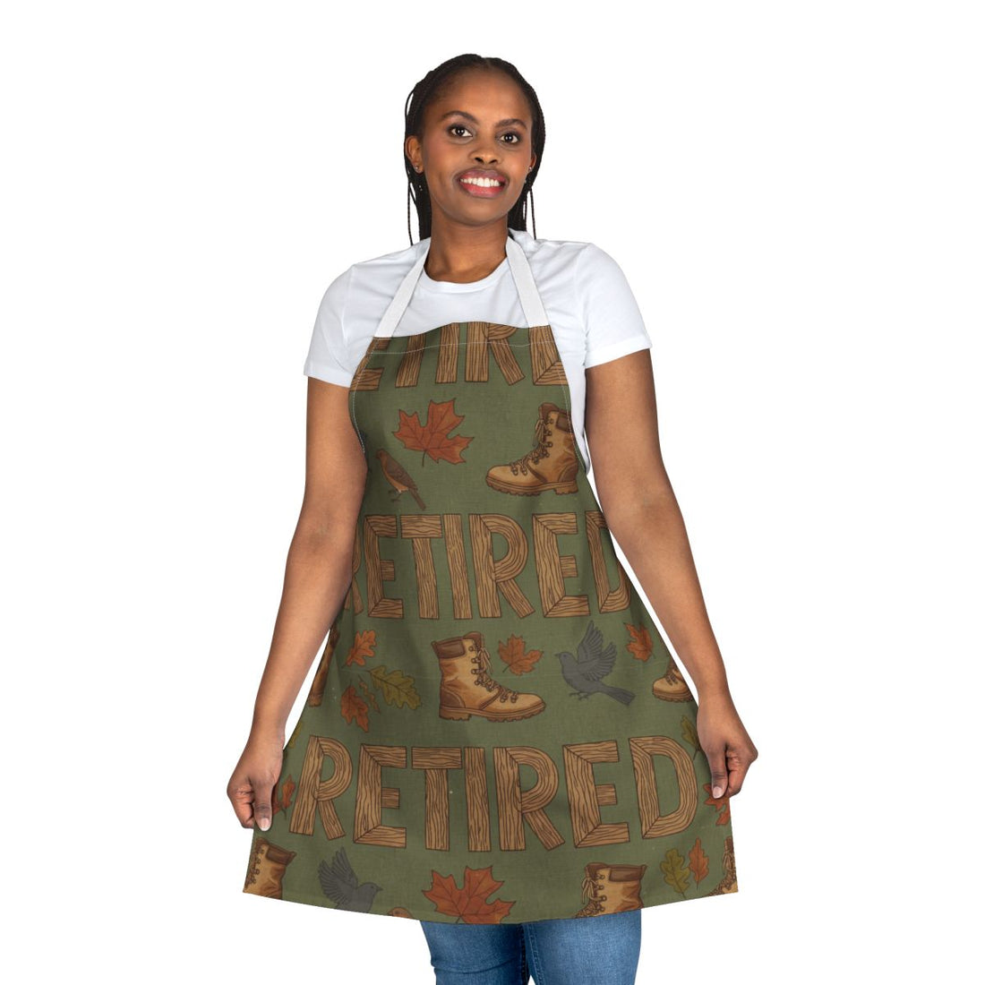 Retired Camo Apron with Boots and Leaves Pattern