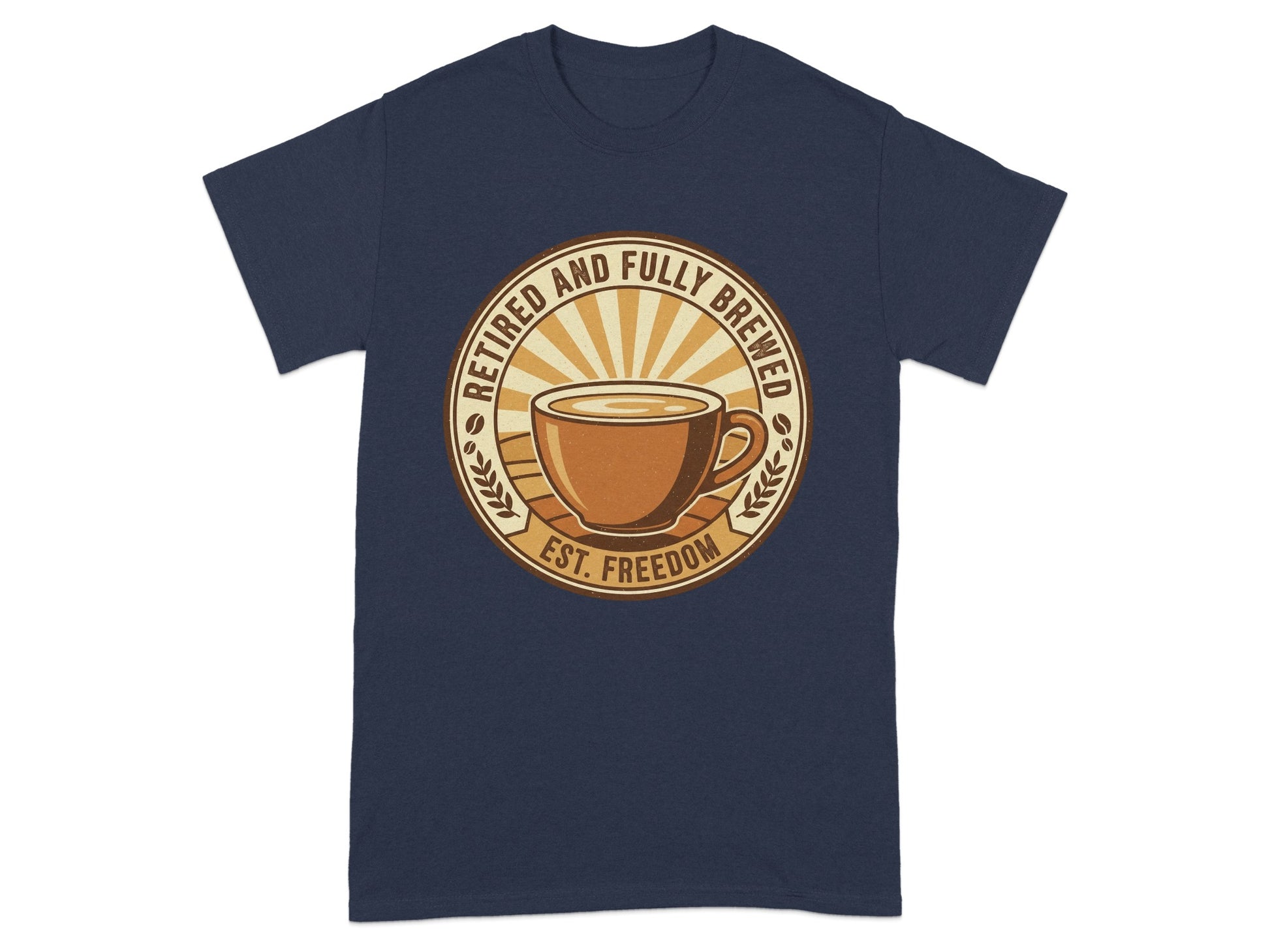 Retired and Fully Brewed Coffee Cup Graphic T-Shirt