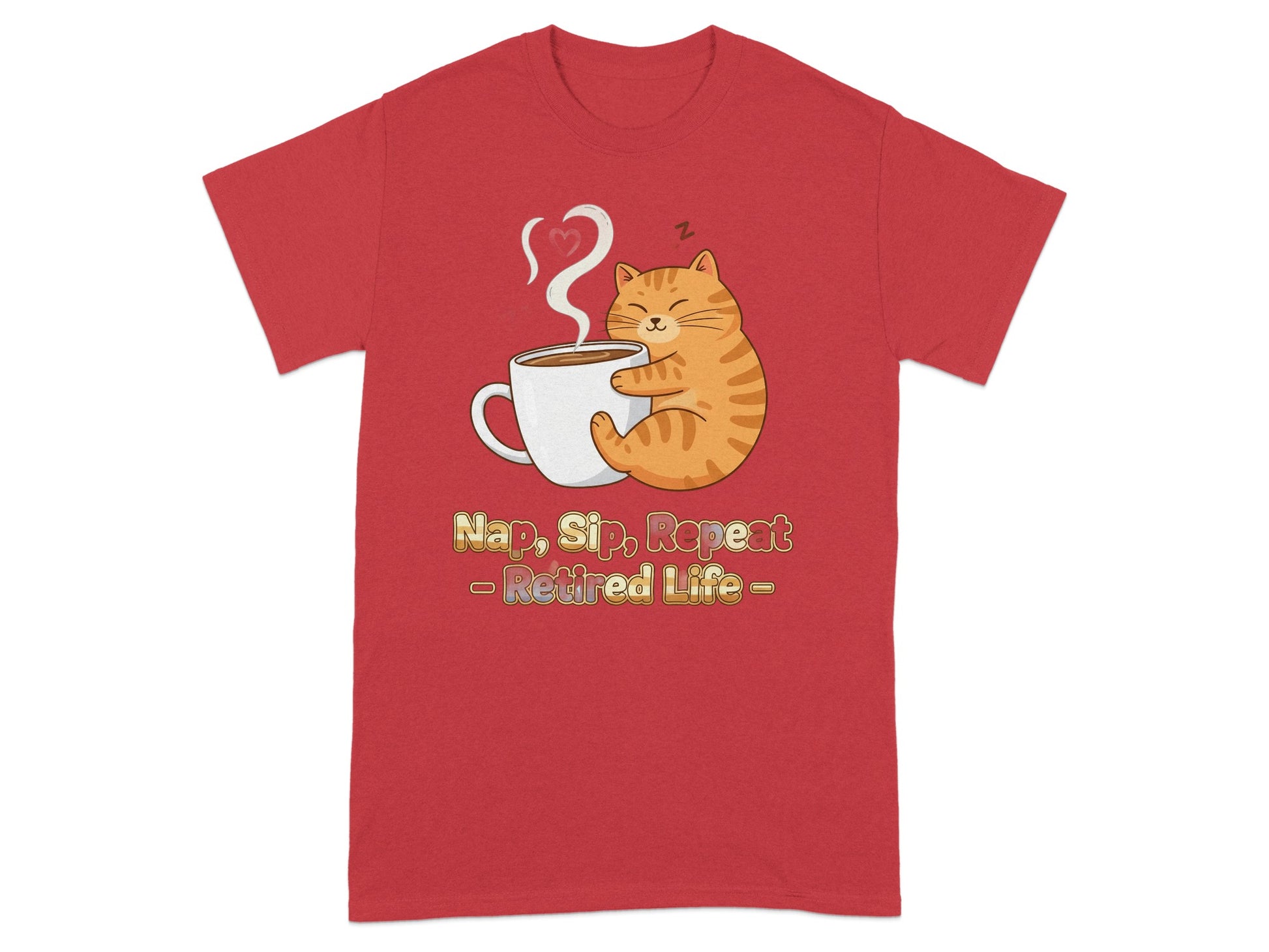 Nap Sip Repeat Retired Life Cute Cat Graphic T-shirt