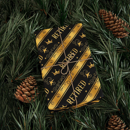 Retired Gift Wrapping Paper with Elegant Gold Design