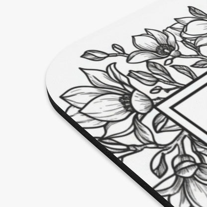 Elegant Floral Design Black and White Mousepad