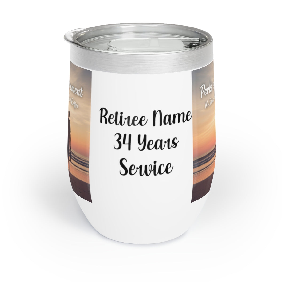 Retiree Name 34 Years Service Retirement Gift Tumbler