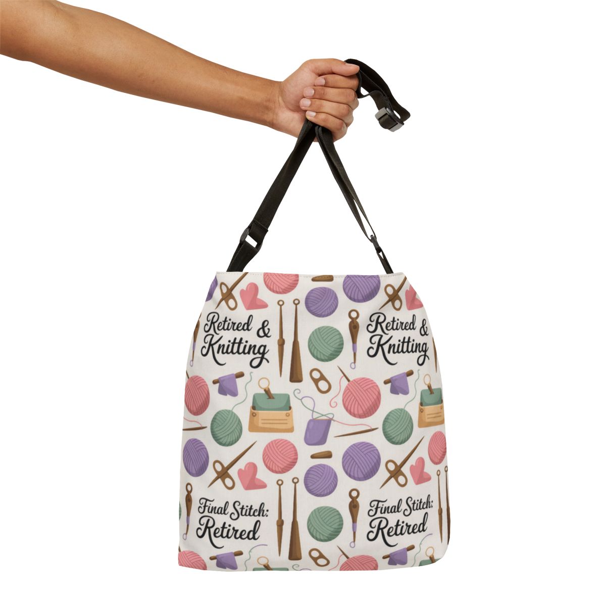 Retired and Knitting Final Stitch Design Canvas Tote Bags - Retiree Gifts Retirement Party