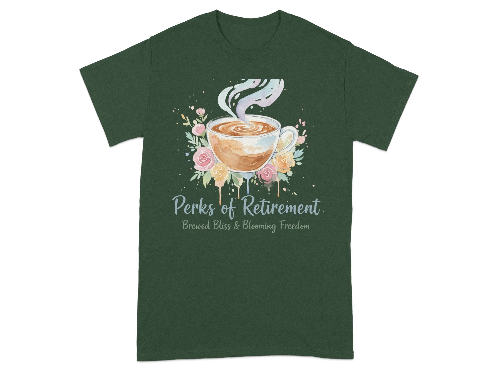 Perks of Retirement Brewed Bliss Blooming Freedom T-shirt