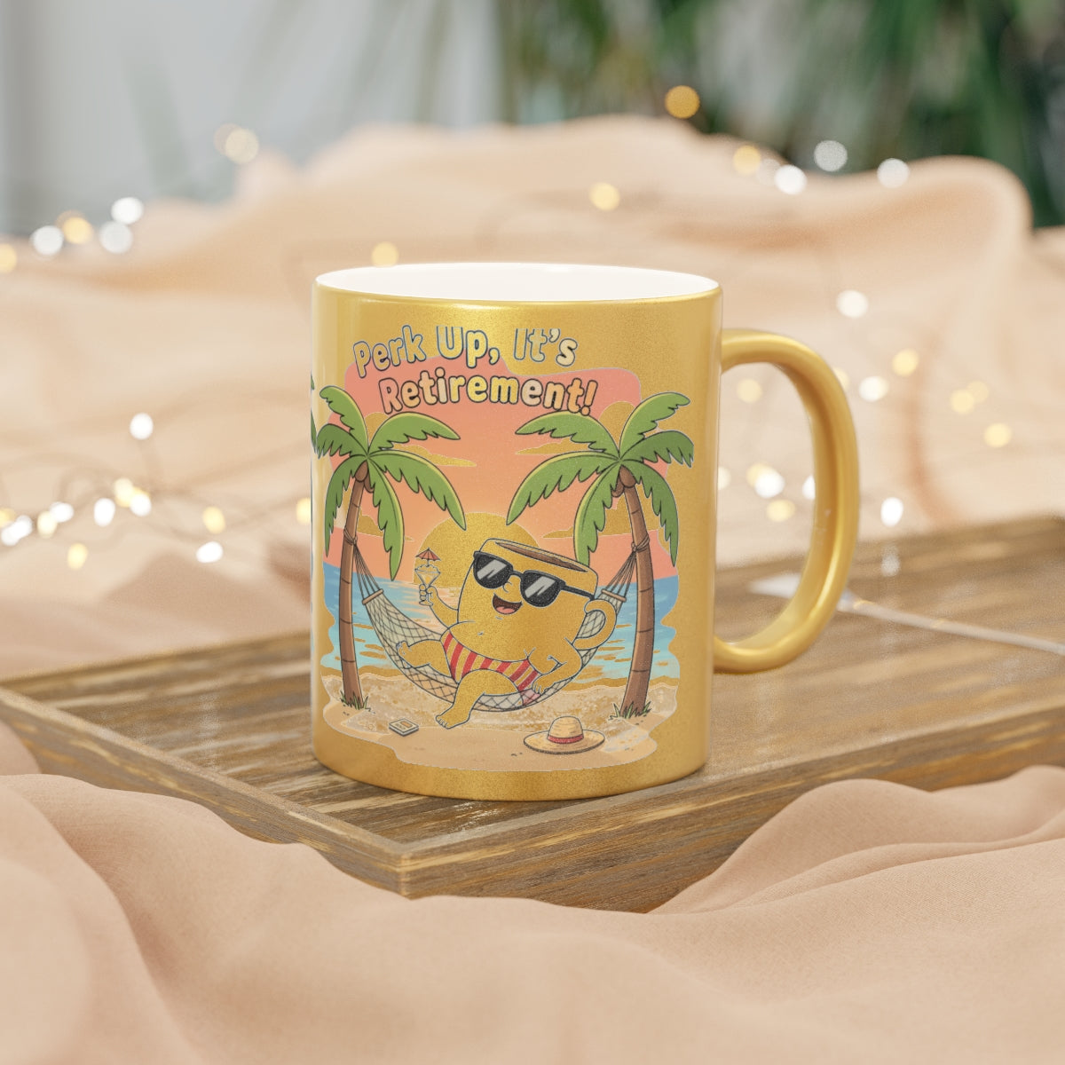 Perk Up It's Retirement Beach Themed Mug Product