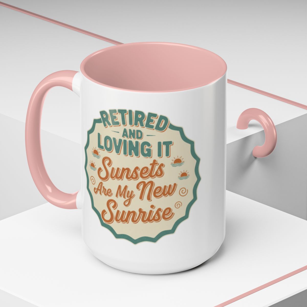 Retired And Loving It | Sunsets Are My New Sunrise | Gold Silver Black or Access Mugs - Retiree Gifts Retirement Party