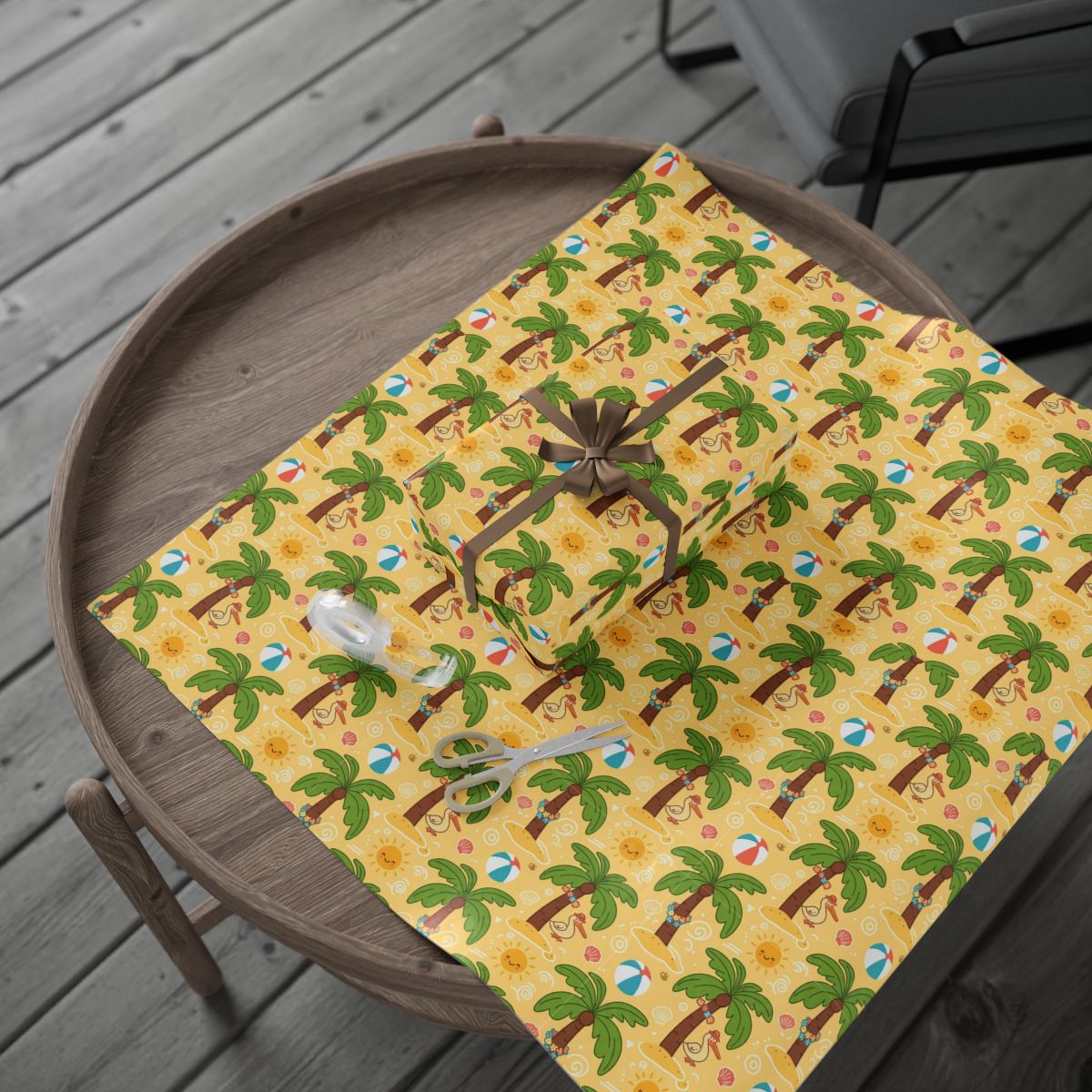 Tropical Palm Tree Beach Themed Holiday Wrapping Paper product type