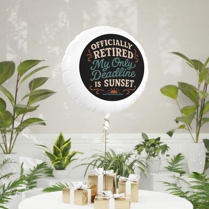Officially Retired Sunset | My Only Deadline is Sunset | Officially Retired Retirement Gift Mylar Ballons 11in or 22in - Retiree Gifts Retirement Party