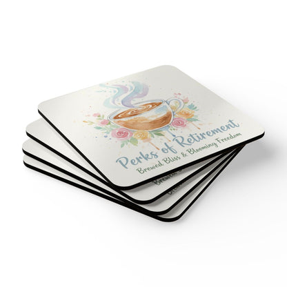 Perks of Retirement Brewed Bliss Blooming Freedom Coasters
