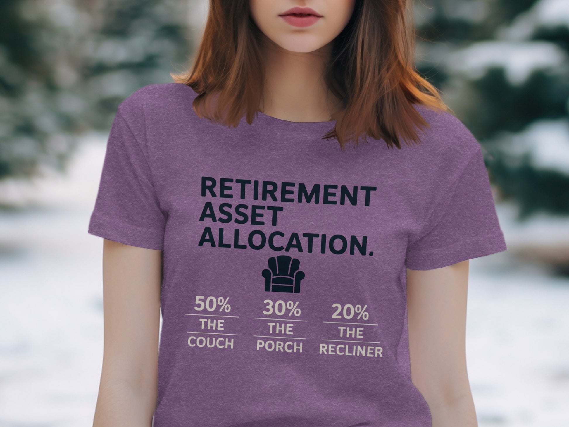 Retirement Asset Allocation | Customizable with Retiree's Name Dark Heaterh Color Bella T-Shirts - Retiree Gifts Retirement Party