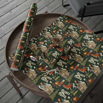 Cozy Cabin Campfire Wrapping with Festive Design