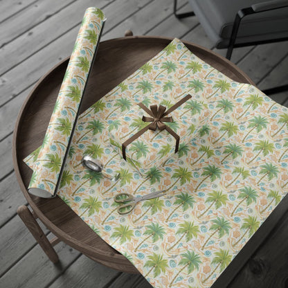 Tropical Palm Trees and Seashells Wrapping Paper product type