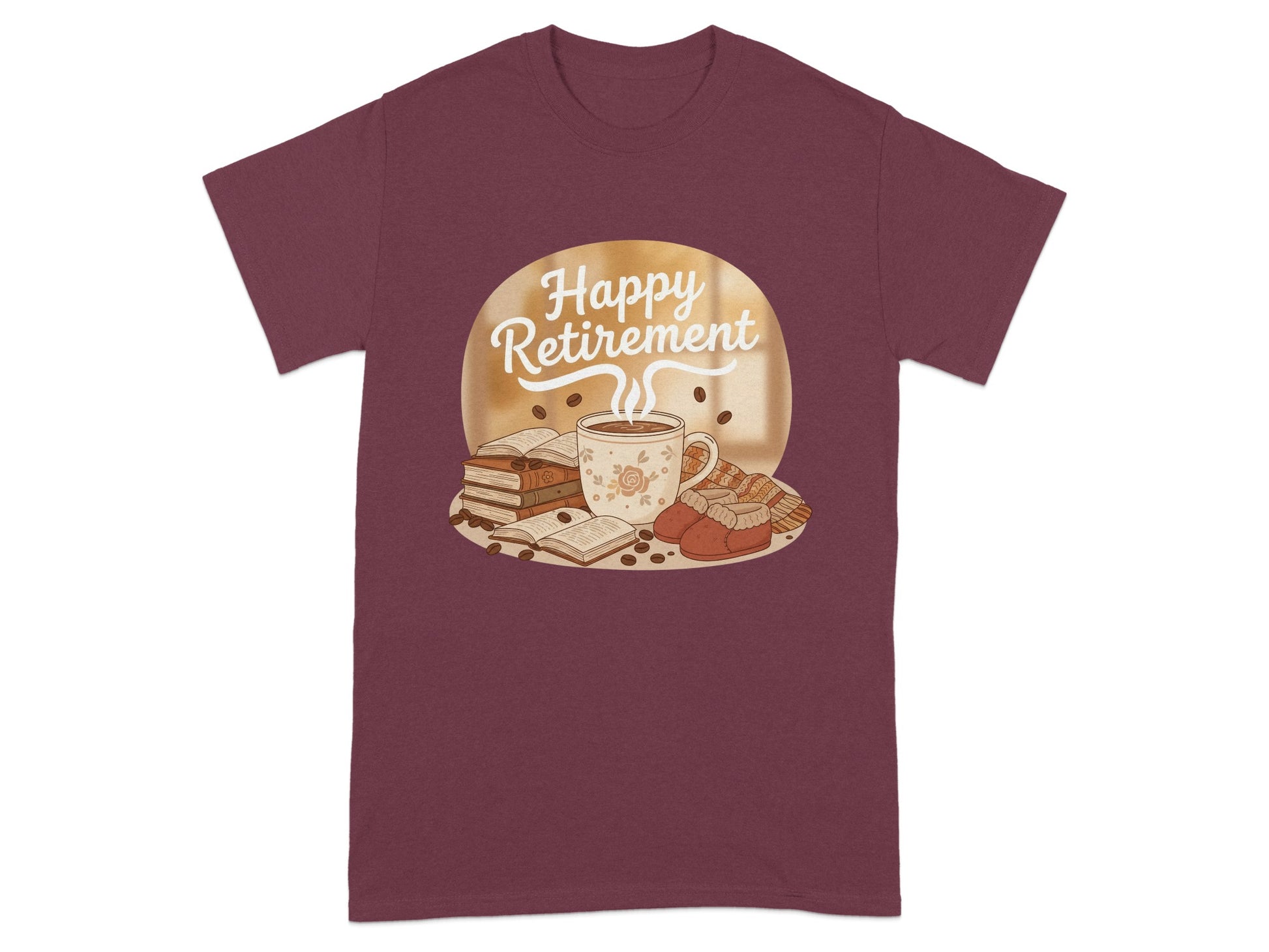 Happy Retirement Coffee Books Themed T-Shirt