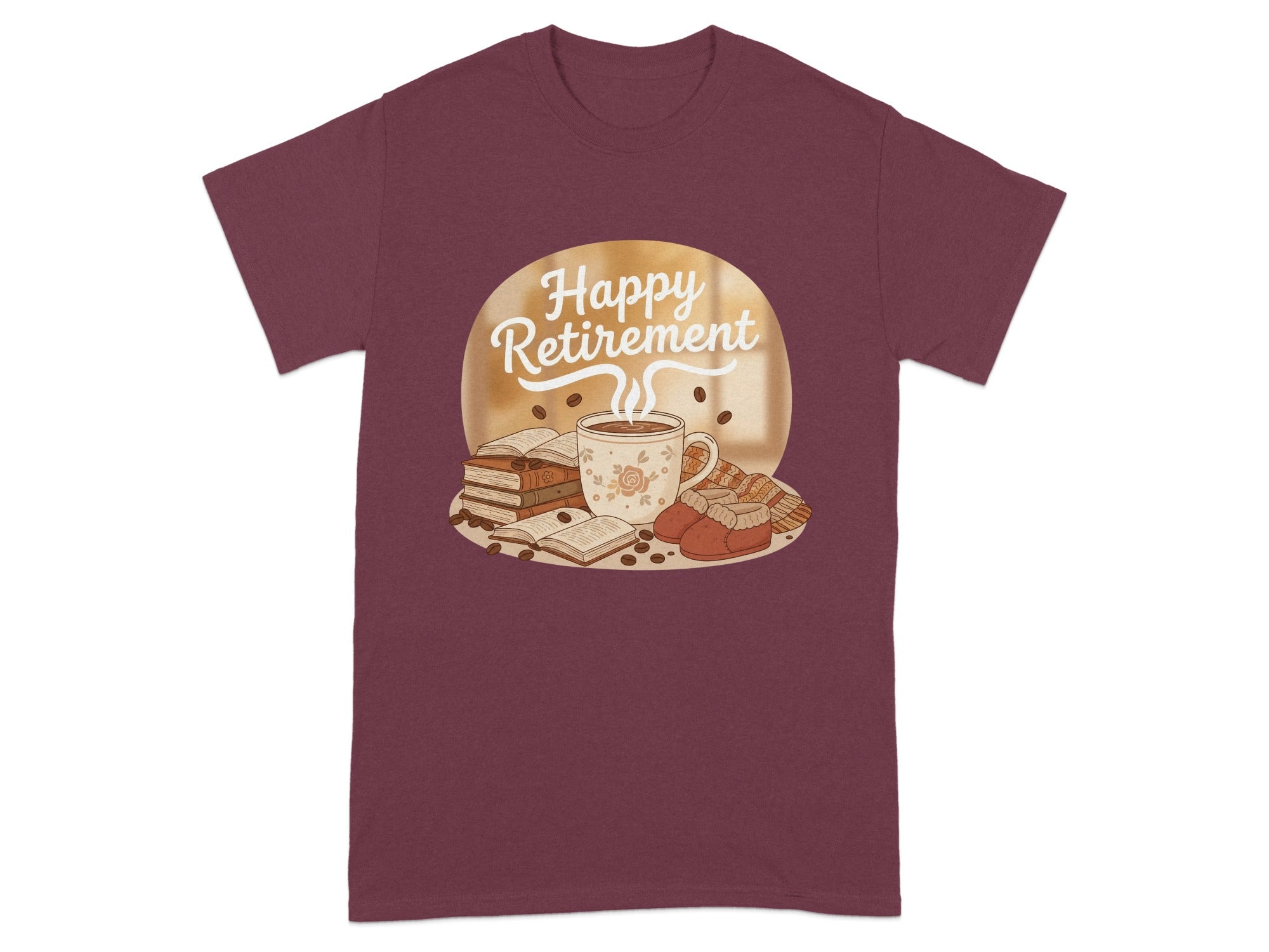Happy Retirement Coffee Books Themed T-Shirt