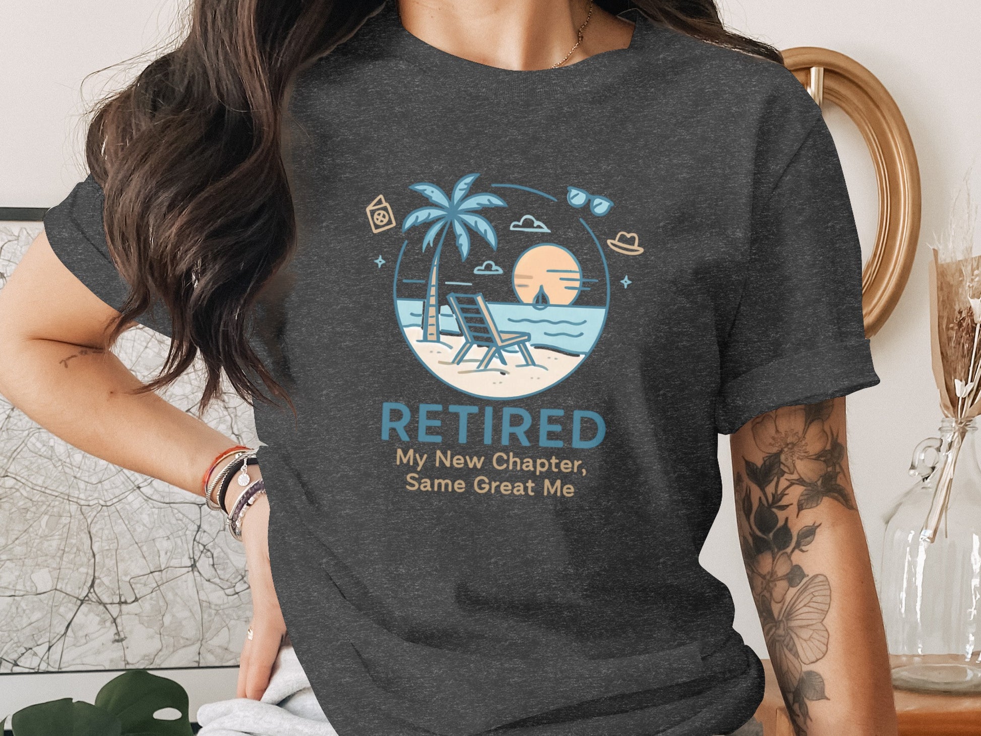 RETIRED My New Chapter Same Great Me | Dark Heather Color Bella T-Shirts - Retiree Gifts Retirement Party