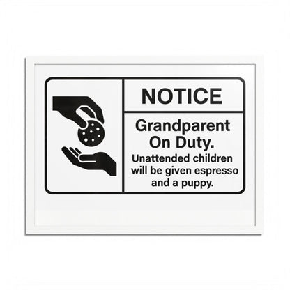 Grandparent On Duty Warning Funny Framed Art Posters - Retiree Gifts Retirement Party