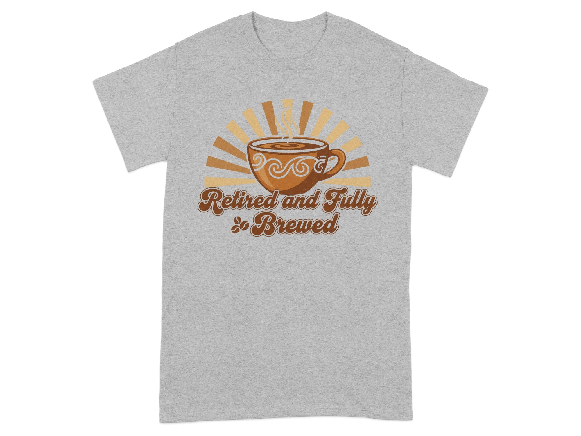 Retired and Fully Brewed coffee cup graphic t-shirt