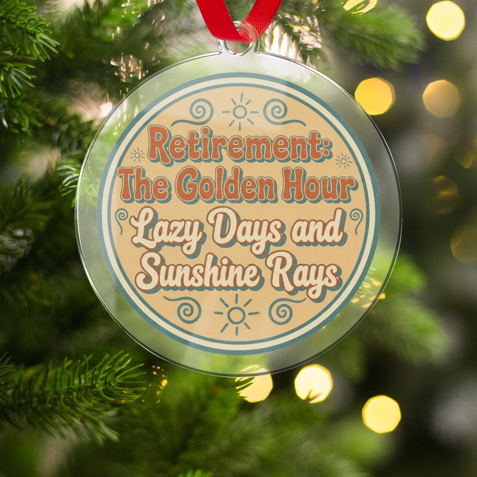 Retirement Golden Hour Lazy Days Sunshine Rays | Custom Cur Ornaments - Retiree Gifts Retirement Party