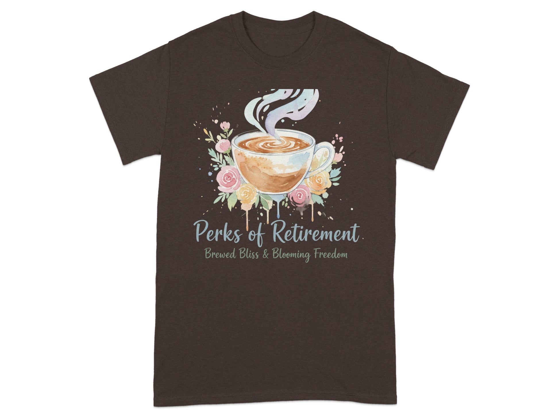 Perks of Retirement Brewed Bliss Blooming Freedom tshirt