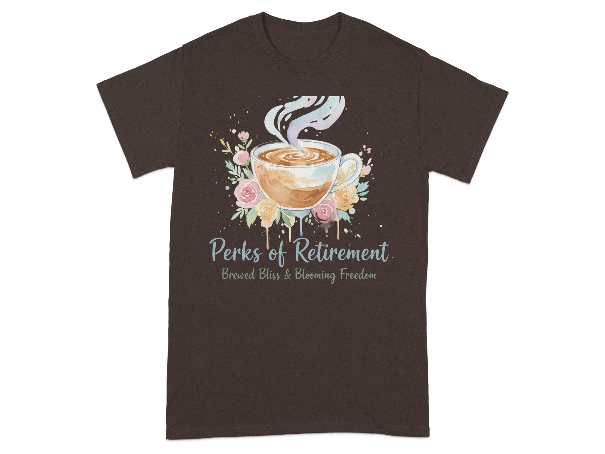 Perks of Retirement Brewed Bliss Blooming Freedom tshirt