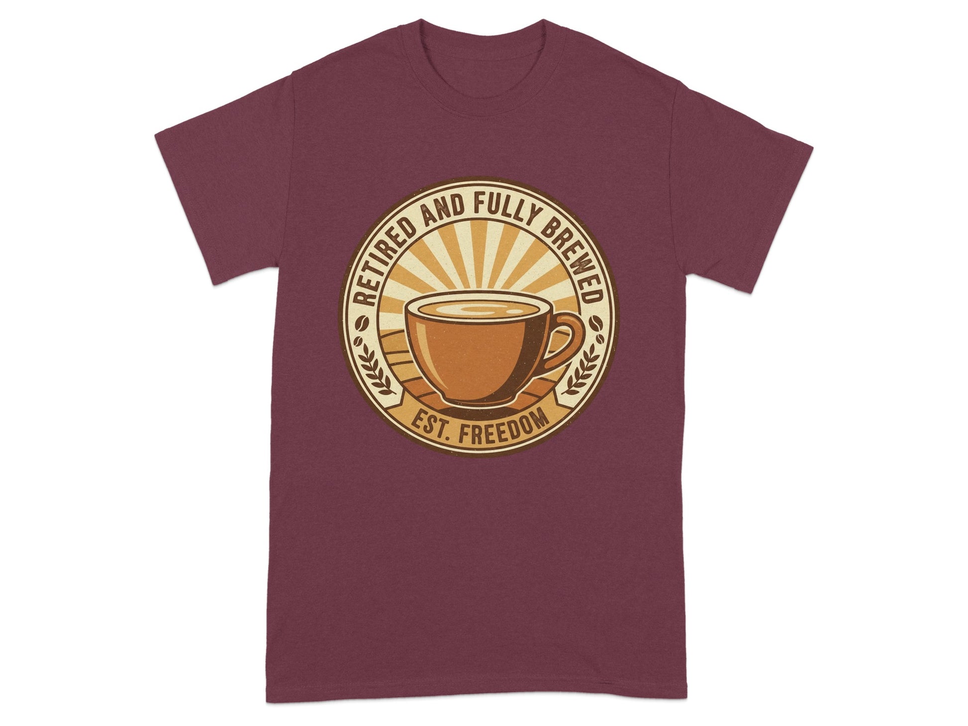 Retired and Fully Brewed Coffee Design T-shirt