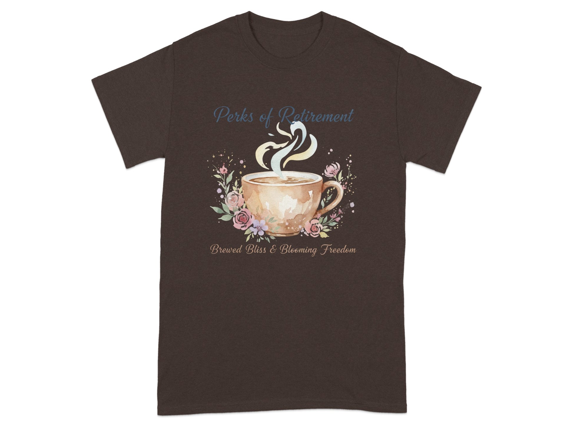 Perks of Retirement Brewed Bliss Flower T-shirt