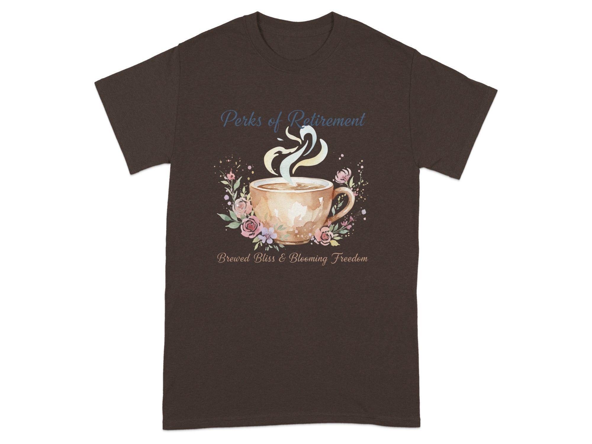 Perks of Retirement Brewed Bliss Flower T-shirt