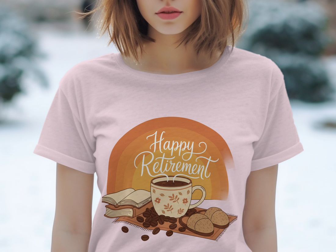 Happy Retirement Coffee and Book Graphic Tee